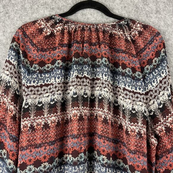 Garnet Hill 100% Silk Tunic Top Womans XL Floral Lightweight Boho Peasant Artsy - Picture 10 of 13